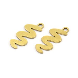 Brass Worm Charm, 24 Raw Brass Worm Charms With 1 Loop, Earring Charms (16x7x0.60mm) A3632