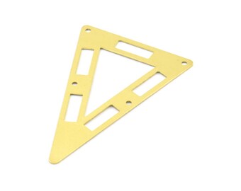 Retro Triangle Pendant, 10 Raw Brass Tribal Triangle Pendants (50x33mm) A0692