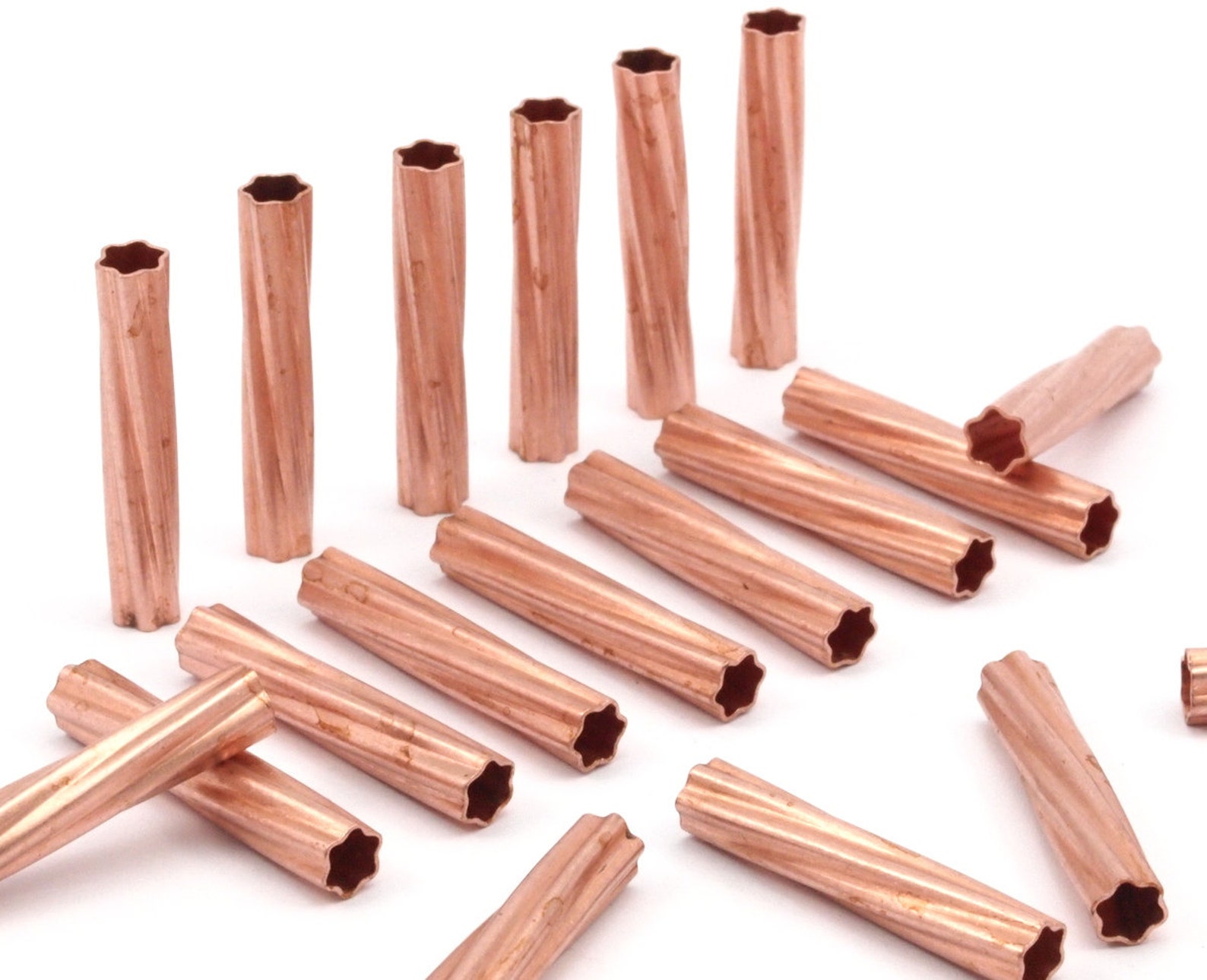 Copper Tube Beads 12 Raw Copper Star Tube Beads 6x30mm Etsy