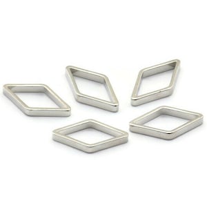 Conector de diamantes de plata, 24 conectores de diamantes en tono plateado, accesorios (16 x 9 mm) BS 2109