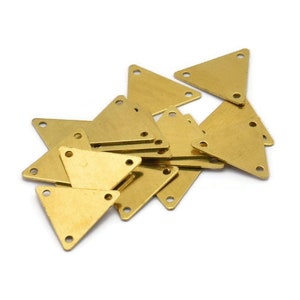 Brass Triangle Charm, 250 Raw Brass Triangle Charms With 3 Holes 12x14mm A0017 image 2