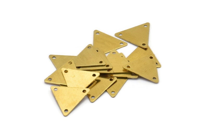 Brass Triangle Charm, 250 Raw Brass Triangle Charms With 3 Holes 12x14mm A0017 image 2