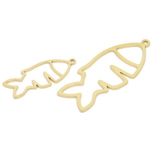 Brass Fish Charm, Raw Brass Fish Charms With 1 Loop, Blanks, Findings (22/32x0.60mm) SMP2177