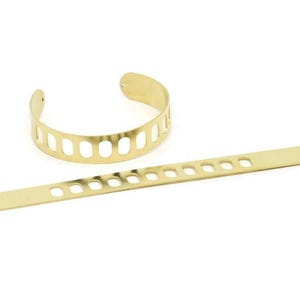 Adjustable Bangle Bracelet, Raw Brass Flat Bracelet With 2 Holes, Raw Brass Bracelet, Brass Bracelet Bangle (145x13x0.80mm) SMP1803