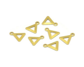 Brass Triangle Charm, 50 Raw Brass Triangle Charms With Loop (8x9.3mm) A0505