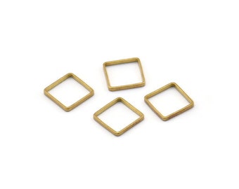 Brass Square Charm, 50 Raw Brass Square Connectors (8x0.5mm) Bs-1141