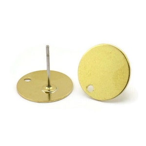 Rundörhänge i mässing, 10 runda örhängen i rå mässing med 1 hål (12 mm) A0290 A3615