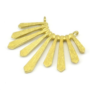 Brass Paddle Pendant, 2 Raw Brass Textured Paddle Pendants With 2 Loops, Earrings, Findings (33x37x1.5mm) BS 2430