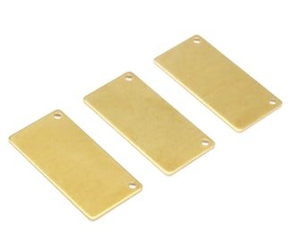 Laiton Estampage Blank, 12 Raw Brass Stamping Blank, avec pendentif 2 trous (30x15x0.80mm) Y193