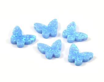 Opal Butterfly Beads, 1 Synthetic Light Blue Opal Beads,Tiny Butterfly Bead, Butterfly Charm, Exotic Beads (11x10mm) F076