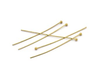 Raw Brass Pin, 100 Raw Brass Ball Pins (42mm) Bs 1150