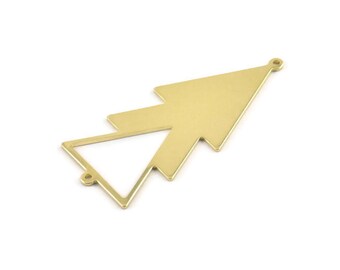 May include: Gold metal charm shaped like a stylized Christmas tree with two jump rings.