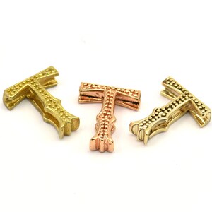 Pingentes de 3 letras, 3 alfabetos de letras de latão, opções de acabamento em ouro rosa e ouro, letras maiúsculas, pingente inicial de letra para colares personalizados