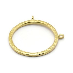 Reading Glasses Pendant, 2 Raw Brass Hammered Ring For Glass With 2 Loops, Geometric Pendant, Findings (36.5x2.5x2.5mm) BS 1950