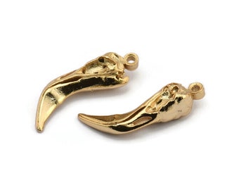 Bird Skull Charm, 1 Gold Plated Brass Bird Skull Necklace Pendants, (30x9x8mm) N0490 Q0307