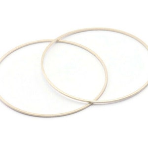 55mm Circle Connectors - 12 Antique Silver Plated Brass Circle Connectors (55x1x1mm) BS 1106 H1175