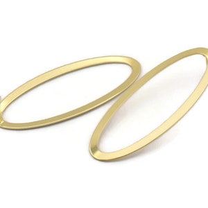 Gold Ellipse Earring, 4 Gold Plated Brass Ellipse Stud Earrings (59x24x0.70mm) B0254 A1173 Q1023