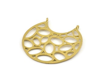 Brass Mandala Charm, 2 Raw Brass Textured Mandala Pendants With 2 Loops, Findings (37x36x1mm) N1110