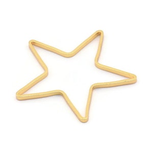 Large Star Charm, 4 Gold Plated Brass Open Star Rings, Charms (42x2x1mm) Mb 9-25 Q0161