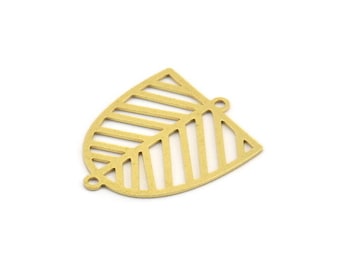Brass D Shaped Charm, 12 Raw Brass D Shaped Charms With 2 Loops, Earrings, Connector Findings (22x17.5x0.60mm) A4408