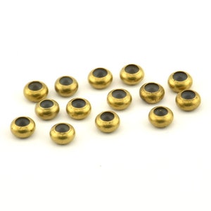 Brass Bead Keeper, 12 Raw Brass Bead Keeper, Silicone And Brass, Rondelle (5.5x3mm) D1223