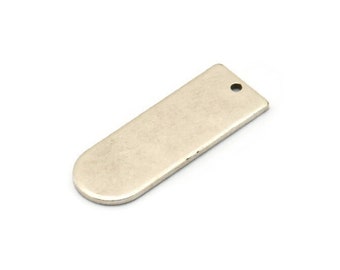 6 piezas en forma de D de latón antiguo plateado con 1 agujero, dijes y colgantes (26 x 10 x 1 mm) D0590
