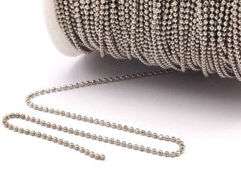 Silver Tone Chain, 5 Meters 16.5 Feet (1.5mm) Silver Tone Brass Faceted Ball Chain - W71