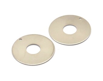 Dije redondo de acero, 6 dijes redondos de acero inoxidable con 1 agujero (30 x 0,80 mm) M02677