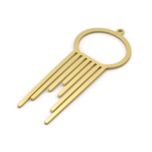 Brass Fringed Charm, 4 Raw Brass Fringe Shaped Charms With 1 Loop, Findings (49x20.5x0.80mm) SMP0173
