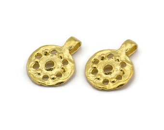Brass Round Charm, Raw Brass Round Charms With 1 Loop, Pendants, Earring Findings (20x15x2mm) N2129