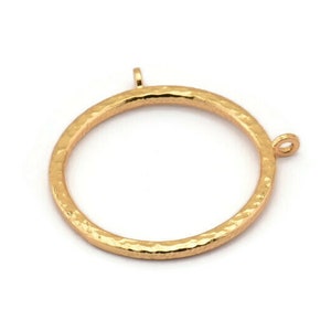 Reading Glasses Pendant, 1 Gold Plated Brass Hammered Ring For Glass With 2 Loops, Pendant, Findings (36.5x2.5x2.5mm) BS 1950 Q0561