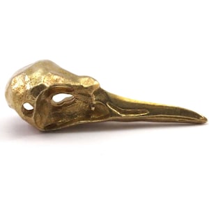Bird Skull Charm, Raw Brass Bird Skull Necklace Pendants, (32x11x10mm) N0492