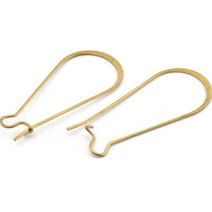 Brass Earring Wire, 24 Raw Brass Earring Wires (38x17x0.70mm) D1716