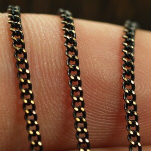 Black Solder Chain, 50 Meters - 165 Feet (1.5mm) Black Antique Brass Faceted Soldered Curb Chain - Ys009 ( Z046 )