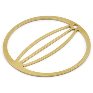 Brass Circle Charm, 4 Raw Brass Circle Charms With 1 Hole, Charm Pendants (53x1mm) A3063