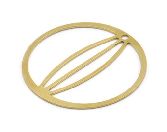Charm circular de latón, 4 charms circulares de latón en bruto con 1 orificio, colgantes con charms (53 x 1 mm) A3063