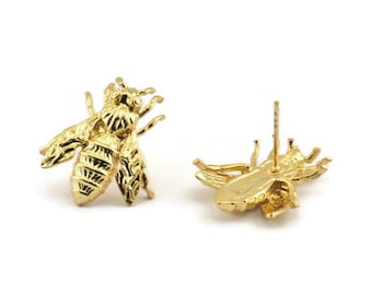 Ciondoli a forma di calabrone placcati in oro lucido 24k, gioielli a forma di ape (2 pezzi
