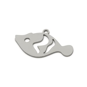 Steel Fish Charm, Stainless Steel Fish Charms With 1 Loop, Findings (14x25x0.80mm) SMP2718