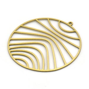 Brass Round Charm, 2 Raw Brass Round Shaped Charms With 1 Loop, Charm Pendants (38.5x36x0.60mm) SMP0551