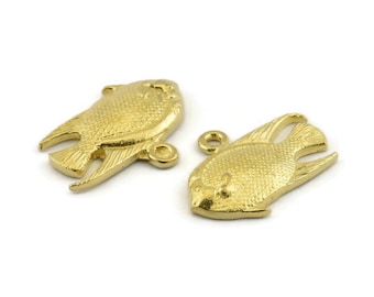 Brass Fish Charm, Raw Brass Fish Charm Earrings With 1 Loop, Pendants, Findings (24x17mm) N0891