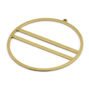 Brass Circle Charm, 4 Raw Brass Circle Charms With 1 Loop, Charm Pendants (52x50x1mm) A3054