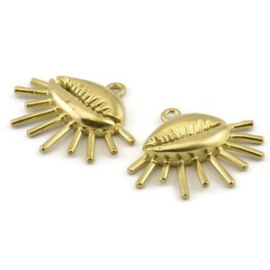 Brass Shell Charm, Raw Brass Cowrie Shell Charms With 1 Loop, Findings, Pendants, Earrings (27x23mm) N1000