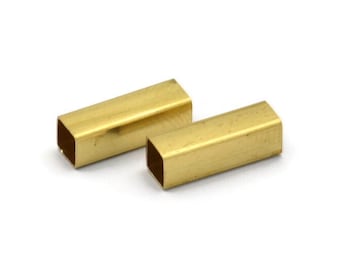 Brass Square Tubes - 50 Raw Brass Square Tube Beads (4x12mm) Bs 1587 A0685