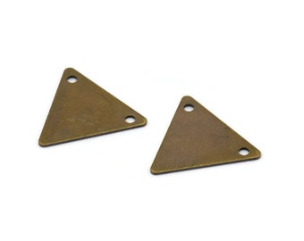Charm triangolo vintage, 100 ciondoli triangolari in ottone antico con 2 fori (12x14 mm) K204