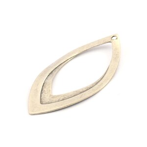 Silver Marquise Charm, 6 Antique Silver Plated Brass Marquise Charms With 1 Hole, Findings (48x22x0.60mm) D1061 H1125