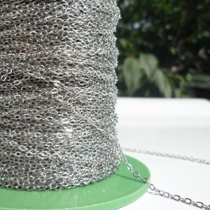 Silver Brass Chain, 10 Meters 33 Feet 1.5x2mm Silver Tone Brass Soldered Chain Y005 Z015 image 5