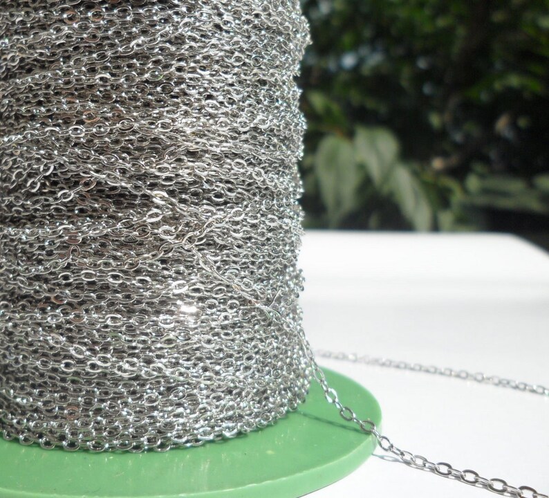 Silver Brass Chain, 10 Meters 33 Feet 1.5x2mm Silver Tone Brass Soldered Chain Y005 Z015 image 5