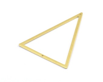 Brass Triangle Charm, 6 Raw Brass Triangle Charms With 2 Holes (53x40x1mm) E035
