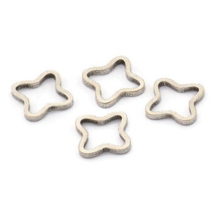 Silver Geometric Connectors, 50 Antique Silver Plated Brass Windrose Findings (10x1mm) BS 2178