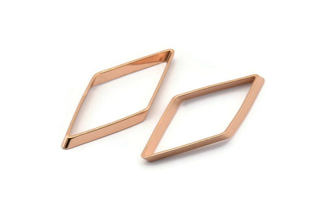 Rose Gold Diamond Charm 12 Rose Gold Brass Wide Cut Open Etsy